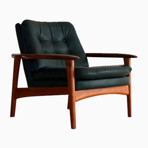 Vintage Sessel aus Teak & Leder, 1960er