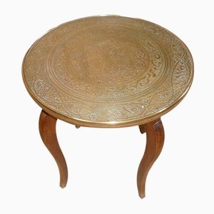 Art Deco Round Side Table in Brass, 1920s