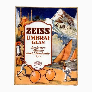 Vintage Norwegian Glass Zeiss Protects the Eyes from Bright Light Advertising Sign