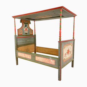 Antique German Painted Poster Bed