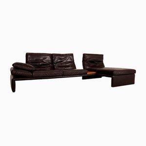 Dark Brown Leather Raoul Corner Sofa with Electric Function from Koinor