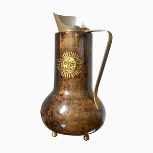 Thermos Flask Parchment with Gilded Sun by Aldo Tura, 1950s