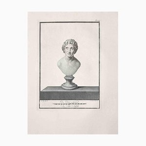 Inconnu, Statue Romaine Antique, Gravure Originale, 18ème Siècle