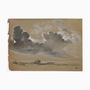 Unknown, Landscape, Drawing in Charcoal & White Lead, Early 20th Century