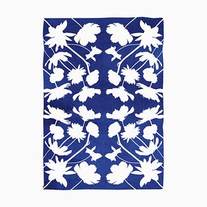 Kind of Cyan, Kaleidoscope Cut-Out Pattern with Flowers, 2022, Cyanotype Print on Paper