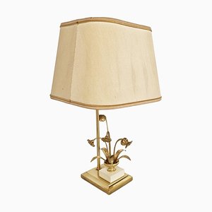 Vintage Brass Flower Table Lamp attributed to Massive, 1970s
