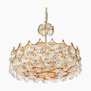 Lampadario grande in ottone dorato attribuito a Palwa per Sciolari, Germania, anni '70