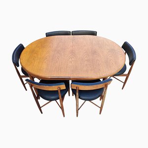 Mid-Century Fresco Extending Dining Table & Chairs by Victor Wilkins for G-Plan, Set of 7