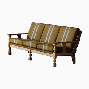 Danish Modern Oak 3-Seater Sofa in the style of Henning Kjærnulf, 1960s
