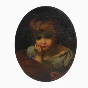 Ovales Portrait eines Kindes, 18. Jh., Öl auf Leinwand