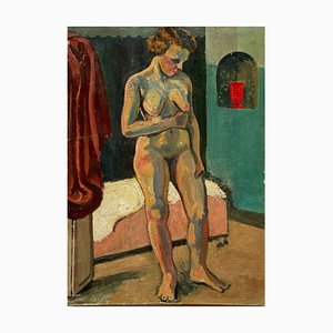 B. de Chateau Thierry, Nude Woman, Oil on Panel, 1930s