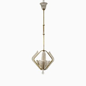 Murano Glass Pendant Light attributed to Ercole Barovier for Barovier & Toso, Italy, 1930s / 40s