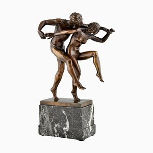 Sculpture de Couple Nu Art Nouveau en Bronze par Charles Samuel, 1900s