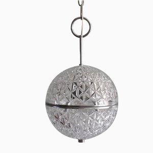 Cut Glass Spherical Pendant, Belgium, 1960s