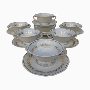 Porcelain Bouillon Bowls, Limoges, 1950s, Set of 7
