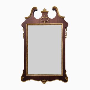 Vintage Ebonized Beech Frame and Cast Brass Wall Mirror, Italy, 1960s