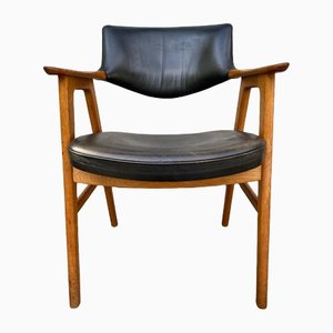 Fauteuil Modèle 42 Mid-Century en Chêne et Cuir par Erik Kirkegaard pour Høng Stolefabrik, 1960s