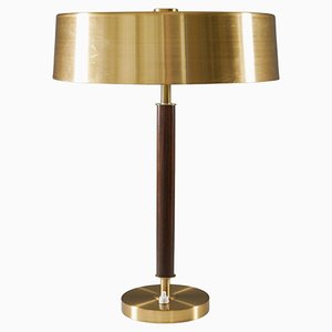 Swedish Mid-Century Table Lamp in Brass and Wood by Boréns, 1960s