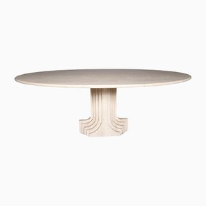 Travertine Samo Dining Table attributed to Carlo Scarpa for Simon Gavina, 1970s