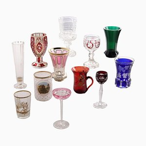 Abgeschrägte und geätzte Glasgläser, 12 . Set