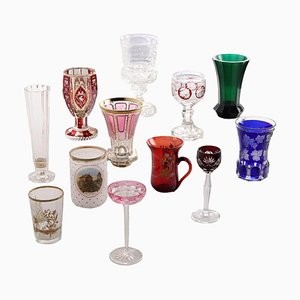 Beveled and Etched Glass Glasses, Set of 12