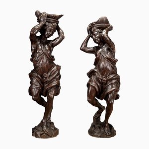 Roman Style Figures, Wood, Set of 2