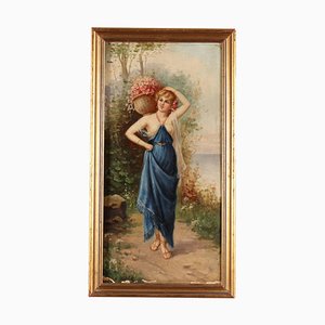 H. Waldek, Figura femenina, siglo XIX, óleo sobre lienzo, enmarcado