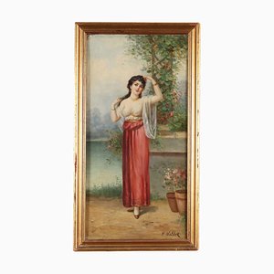 H. Waldek, Female Figure, 19th Century, Oil on Canvas, Framed