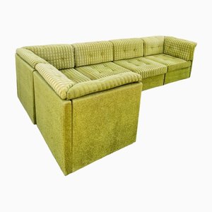 Mid-Century Modular Lime Green Striped Sofa, 1960s