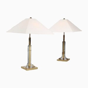Brass & Chrome Table Lamps from Sölken Leuchten, Germany, 1970s, Set of 2