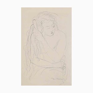 Jacques Thévenet, Woman, Original Pencil Drawing, Early 20th Century