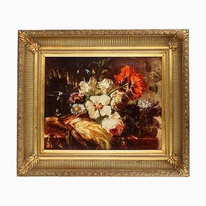 Bodegón con flores, óleo sobre lienzo, enmarcado
