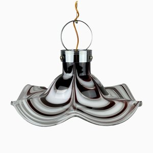 Lampe à Suspension Originale en Verre de Murano Marron par AV Mazzega, Italie, 1970s