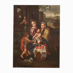 Antique Holy Family, 1680, Oil on Canvas, Framed