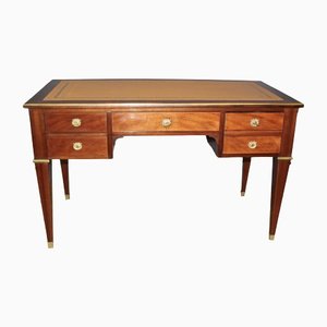 Large Flat Desk in Mahogany and Brass