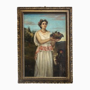 Retrato de mujer, década de 1800, óleo sobre lienzo, enmarcado