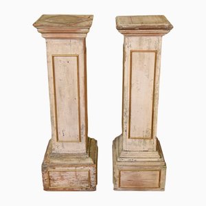 Vintage Wooden Columns, Set of 2