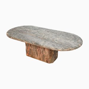 Oval Coffee Table in Marble with Faceted Top