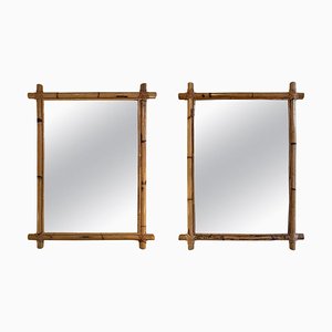 Spiegel aus Bambus, 1950er, 2er Set