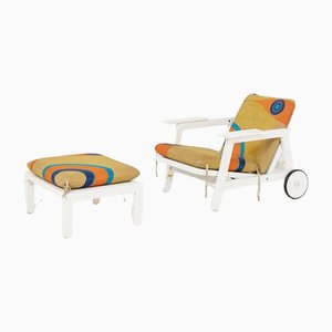 Fauteuil et Repose-Pieds par Martin Eisler & Carlo Hauner pour Reguitti, Florida, 1968s, Set de 2