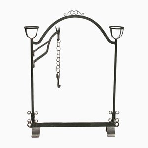 20th Century Wrought Iron Rustic Support Element with Chains, Spain