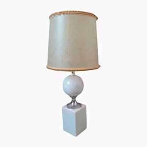 White Ceramic Table Lamp from Barbier, 1970s