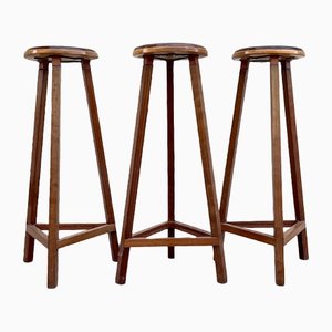 Tripod Wood and Metal Stools, Italy, 1950s, Set of 3