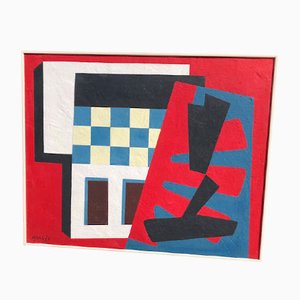 Georges Lévêque Dit Gerles, Composición abstracta, 1995, Óleo sobre tabla
