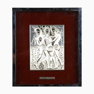 Salvador Dali, Three Graces, 1977, Silver Bas-Relief