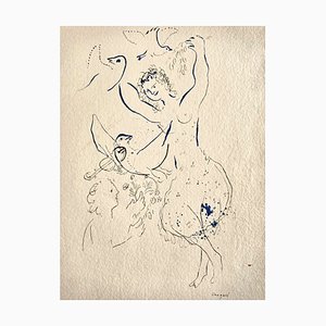 Marc Chagall, La Danseuse aux Oiseaux, Lithographie et Pochoir, 1958