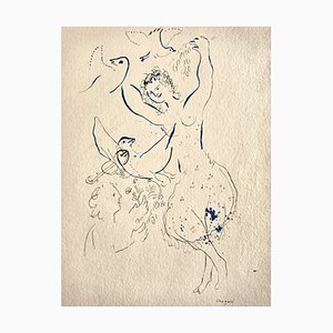 Marc Chagall, La Danseuse aux Oiseaux, Pochoir Druck, 1958