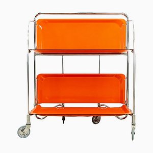 Orange Foldable Dinett Bar Cart from Bremshey, 1970s