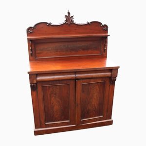 Carved Mahogany 2 Door Chiffonier with Back, 1890s / 1900s