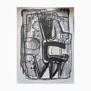 Andre Bloc, Große Abstrakte Komposition, 1970er, Lithografie auf Arches Papier